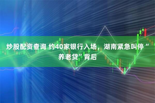 炒股配资查询 约40家银行入场，湖南紧急叫停“养老贷”背后