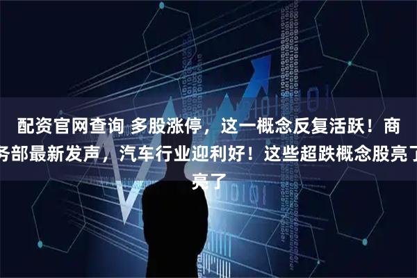 配资官网查询 多股涨停，这一概念反复活跃！商务部最新发声，汽车行业迎利好！这些超跌概念股亮了